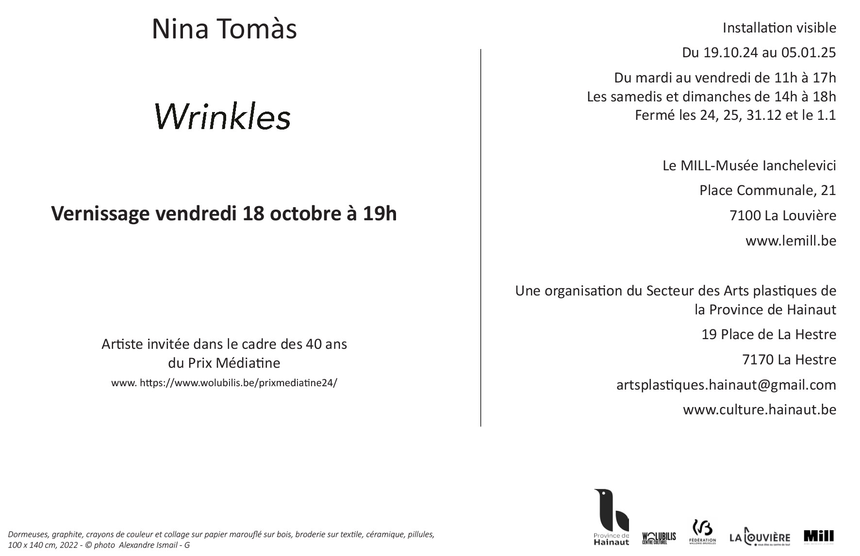 Nina Tomàs: Exposition "Wrinkles" | MILL-Musée lanchelevici, La Louvière (BE)